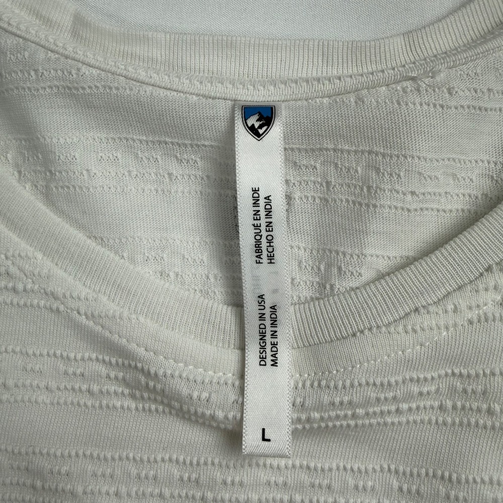 KUHL WILLA White Textured Stripe T-Shirt Dress Casual Pocket Comfort Size L - Picture 6 of 9